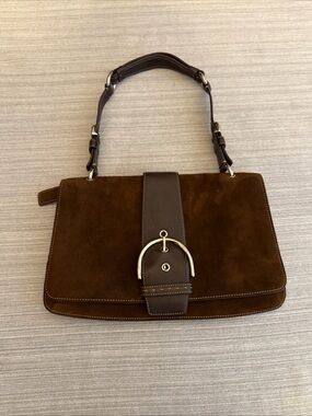 Coach Soho Demi Flap Brown Suede Shoulder Bag - Y2K Vintage G05G-9664
